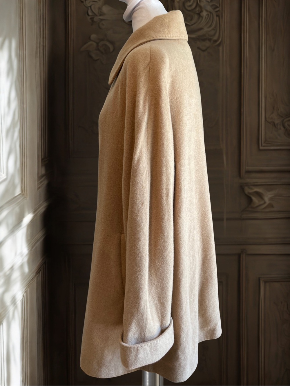 FLEURETTE Vintage 90s 100% Camel Hair Coat Jacket USA Union Tan Sz 12 Mid Length - Picture 4 of 16